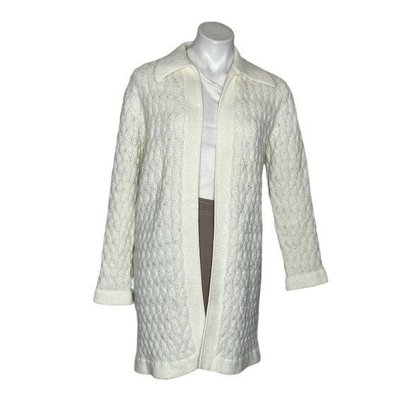 Sweaters - HUDSONS BAY The Bay Cardigan Longline Open Front Ivory Vintage